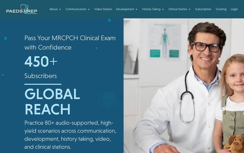 PaedsPrep website homepage screenshot