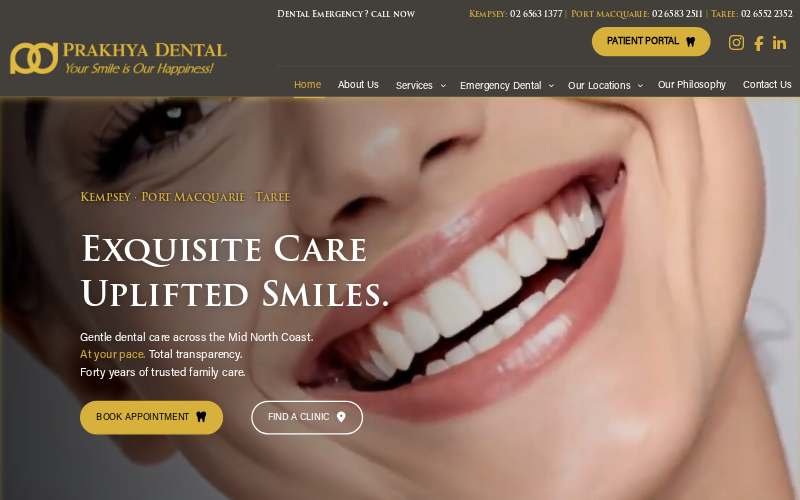Prakhya Dental website homepage screenshot