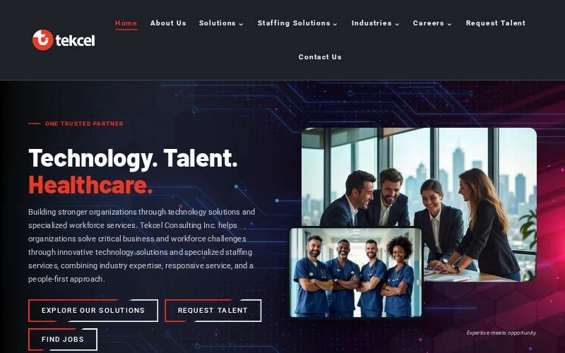 Tekcel Consulting website homepage screenshot