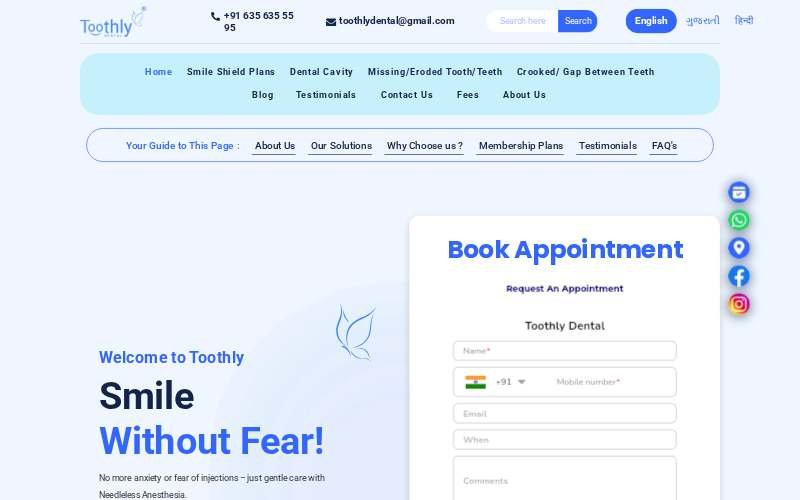 Toothly Dental website homepage screenshot